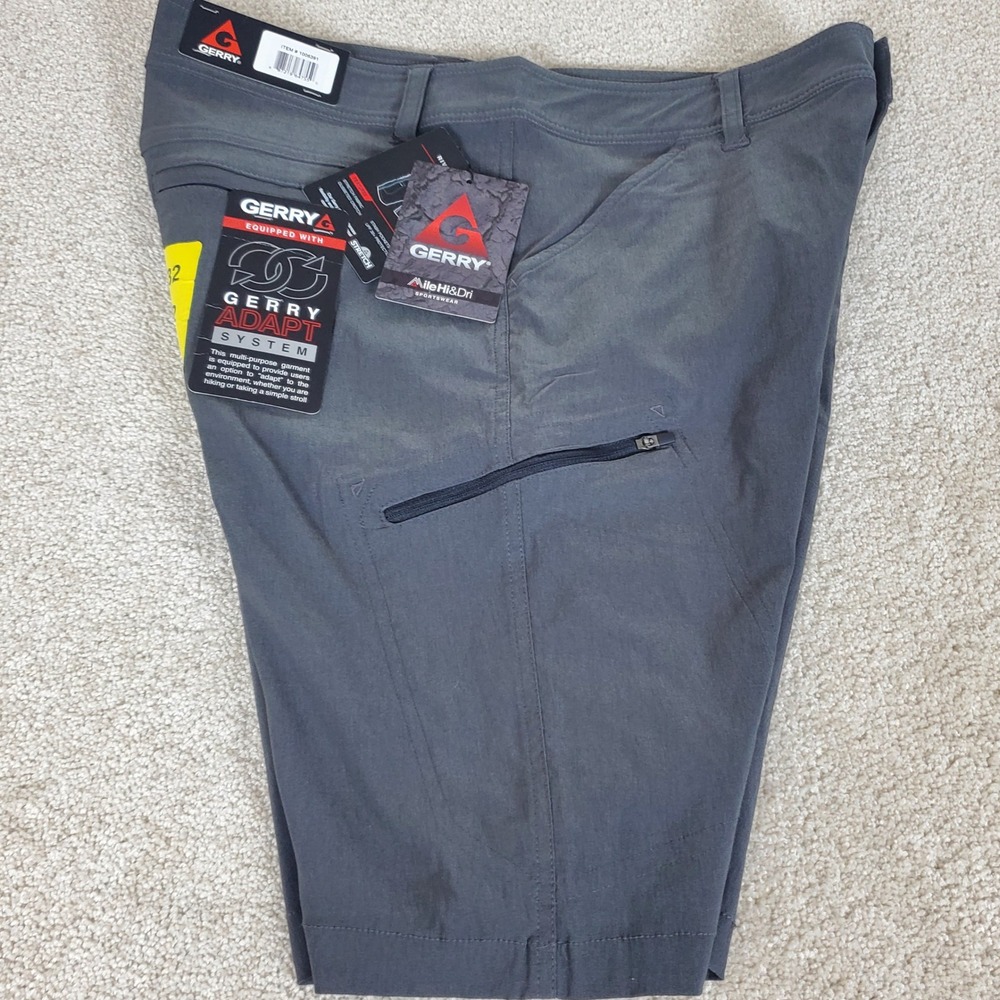 Gerry Shorts Men's 32 Actually Meas. 35" Gray Adapt System Hiking Stretch Cargo